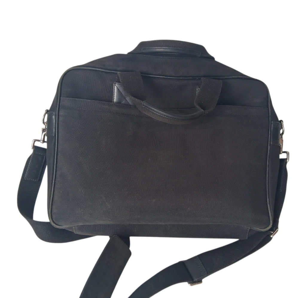 Coach Canvas & Leather Crossbody Laptop Bag Black